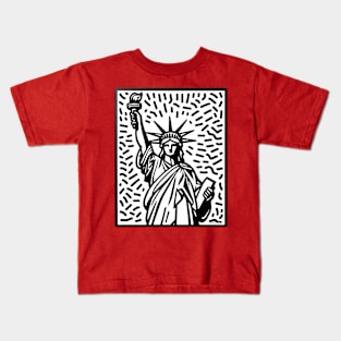 Statue of liberty - black and white pop art Kids T-Shirt